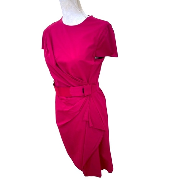 Diane Von Furstenberg fuchsia alba draped short sleeve dress belt ruched size 4 - Picture 4 of 16